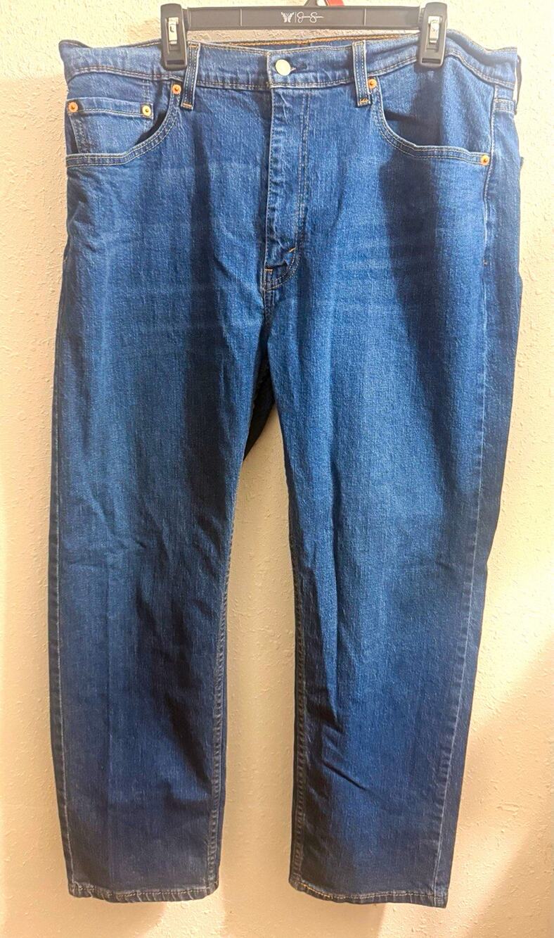 Levi's Men's Blue Medium Wash Denim Straight Regular Fit Jeans Size 38